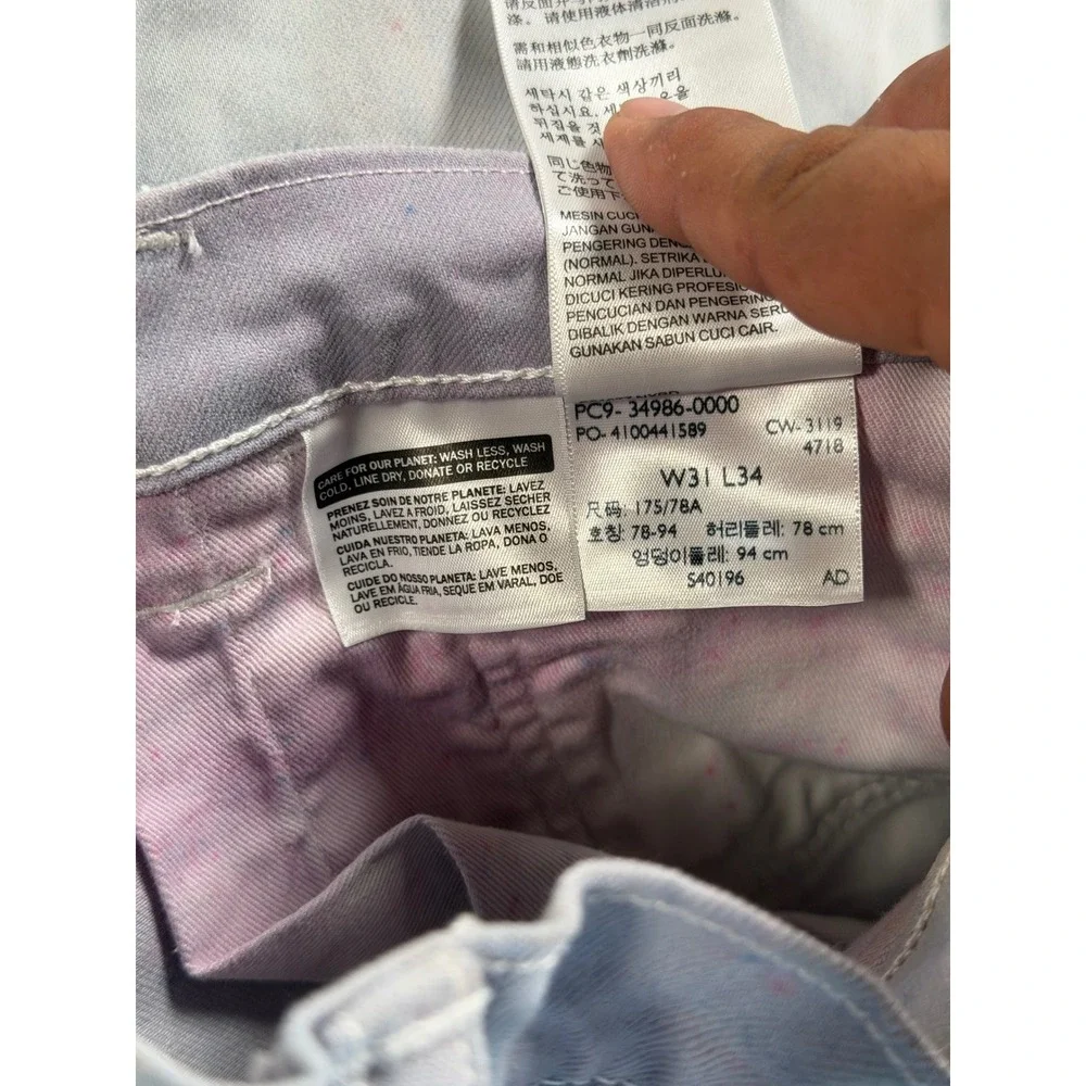 Levis Strong Carpenter Pants Mens 31x34 Light Blue Paint Splatter Workwear Denim